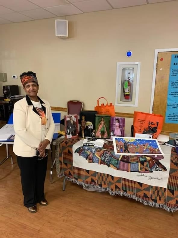 Twyla Simpkins with Chester history materials